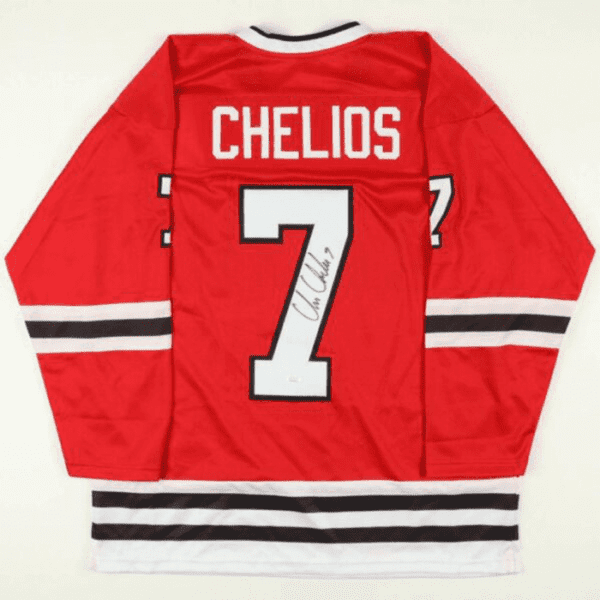 Chris Chelios Signed Blackhawks Stat Jersey (JSA)