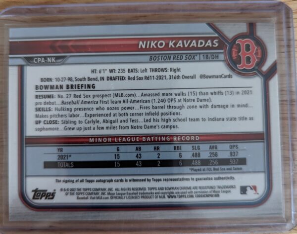 niko kavadas 1st bowman chrome